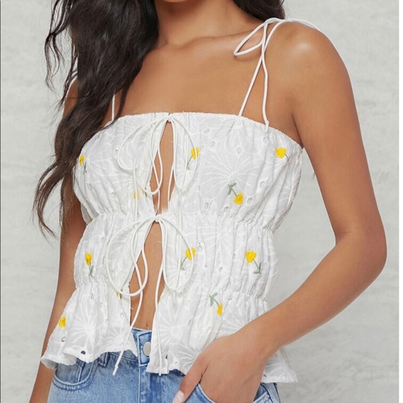 SHEIN Tops - 🌼NWT cotton front-tie spaghetti-strap top🌼